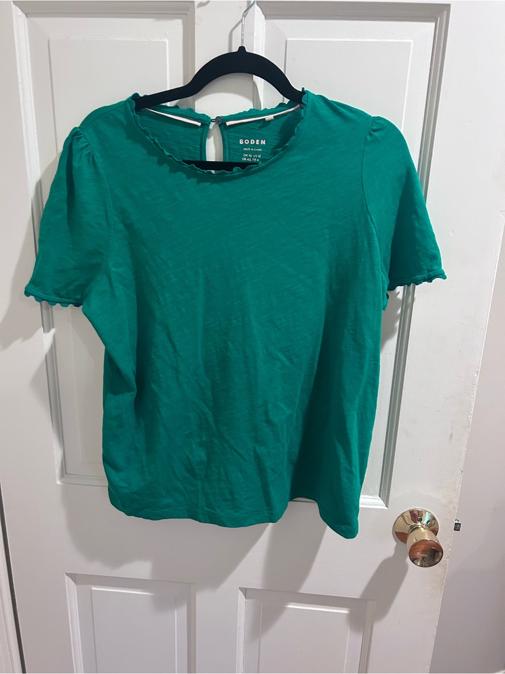 Boden Teal Green Short Sleeve Lettuce-Edge Tee